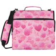 thumbnail image 2 of Zipper Binder with Shoulder Strap 2 inch 3 Ring Waterproof File Folder Organizer Bag 500 Sheet Pink Hearts and Roses Pattern, 2 of 8