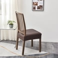 thumbnail image 1 of Granjero Gordo Funda de asiento impermeable para silla de restaurante de 2 piezas, funda de silla de comedor de cuero PU, funda protectora de asiento desmontable, marrón oscuro, 1 of 5