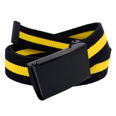Classic Black Flip Top Belt Buckle With Canvas Web Strap - Military Style
