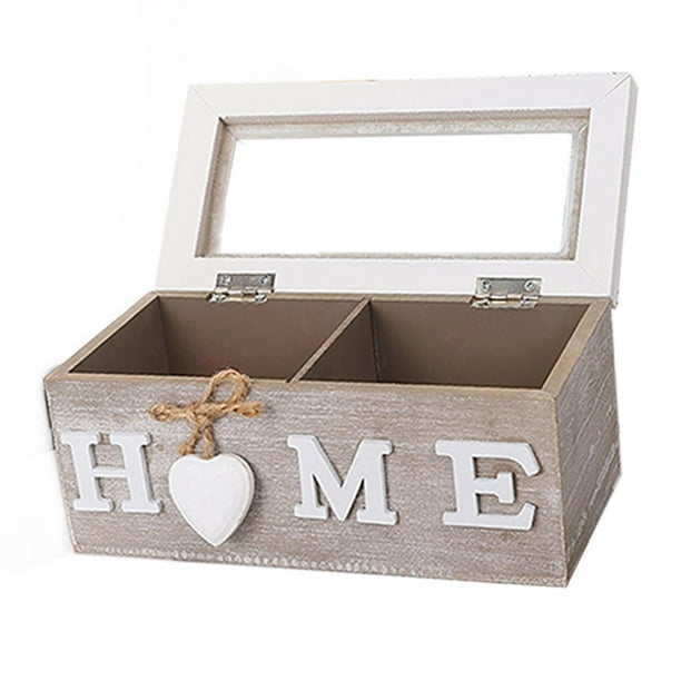 Rectangular Box Kitchen Organiser Wooden Tea Box with Lid for Creamers
