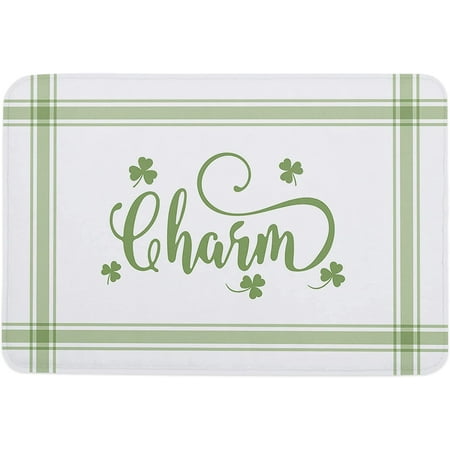 

St. Patrick s Day Indoor Door Mat Entryway Rug Anti-Skid Doormat Decorative Absorbent Washable Floor Mat for House Patio High Traffic Areas Decorch Charm with Green Lucky Shamrock 24x16 Inch