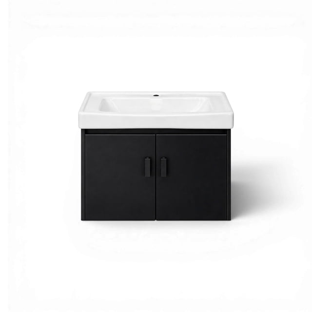 Ilios Innova | Lavamanos con Gabinete Flotante, Diseño Moderno Negro y Almacenamiento Funcional