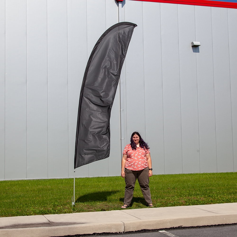 Vispronet - Black Solid Feather Flag Kit - 13.5ft Knitted Polyester Swooper Flag with Pole Set and Ground Spike - Dyed in The USA