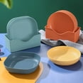 thumbnail image 4 of Set of 5 Plastic Plates With Holder Durable Shatterproof Deep Plates Solid  A, 4 of 8