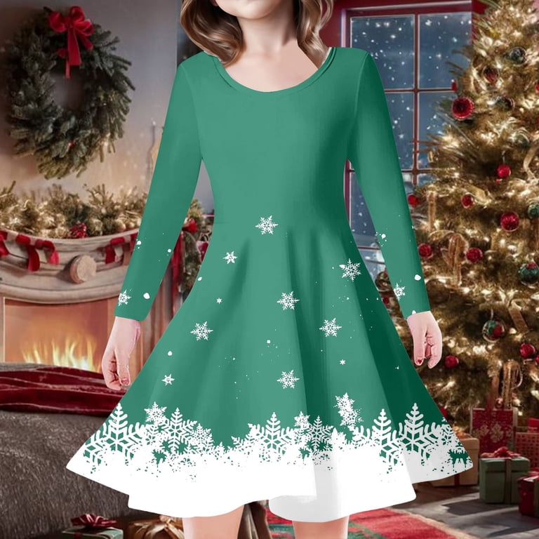 Girl Christmas Dress Christmas Print Girls Long Sleeve Dresses Christmas Outfits for Girls Baby Princess Dress 6-7 Years Girl Christmas Dress Christmas Print Girls Long Sleeve Dresses Christmas Outfits for Girls Baby Princess Dress 6-7 Years