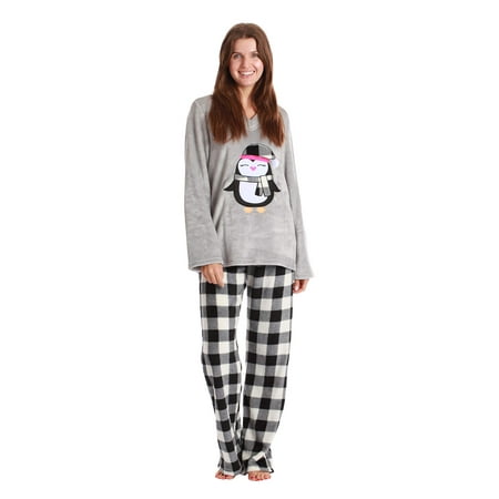 

Just Love Plush Pajama Sets for Women 6742-10122-1X (Buffalo Plaid Penguin 1X)