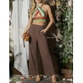 thumbnail image 5 of DOUBLJU Women's Casual Elastic Waist Comfy Wide Leg Linen Pants with Pockets, 5 of 5