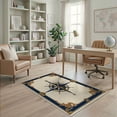 thumbnail image 2 of ODIKA 4'x6' Washable Area Rug Non-Slip, Chair-Friendly, Flatwoven Compass Nautical Vintage Motifs Maritime Distressed Border Map for Home Office, Under Desk, 2 of 7