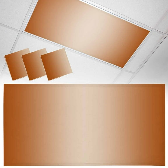 Ceiling Light Cover for Classroom, Ombre Burnt Orange Magnetic Fluorescent Light Covers Filter for School,Office, 2X4  FT, Pack of 3, Fall Thanksgiving Abstract Art