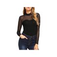thumbnail image 5 of Womens Mesh Sheer Bodysuit Ladies Hollow Long Sleeve Leotard Tops Shirt Jumpsuit, 5 of 5