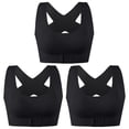 thumbnail image 1 of 3pcs Sports Bra Black Seamless Yoga Push Up For Women Elastic Posture Corrector, 1 of 4