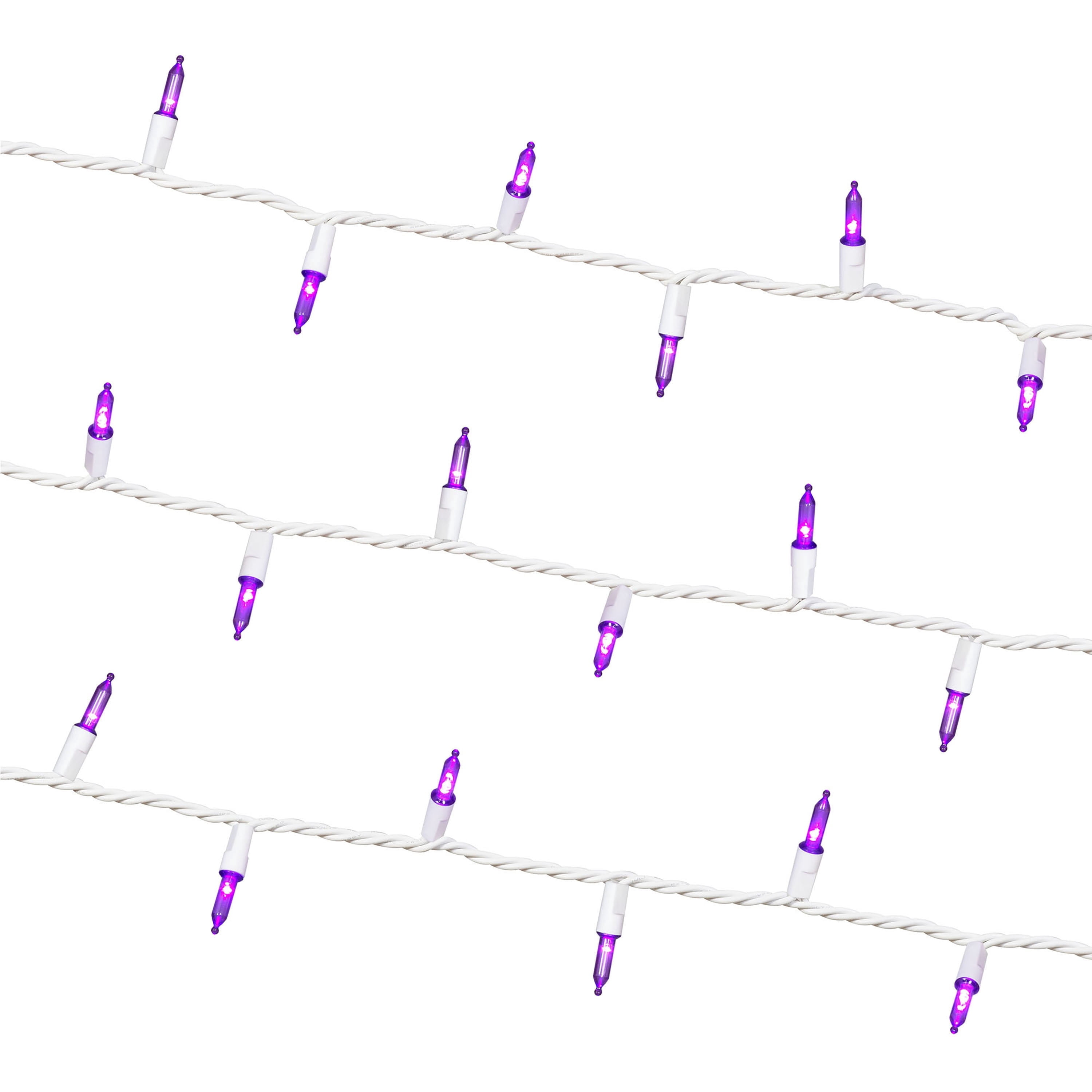 Indoor/Outdoor 50-Count LED Mini Christmas String Lights, Purple, White Wire, 9.5', by Holiday Time
