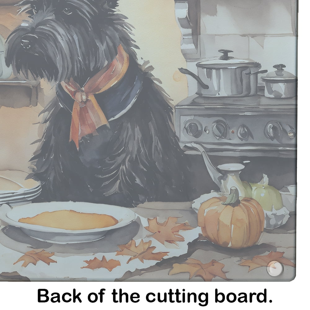 Scottish Terrier Fall Kitchen Pumpkins Glass Cutting Board Large 12 in x 15 in