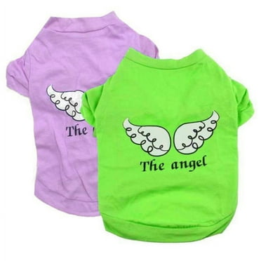 Dog Summer Shirts Cute Angel Printed Dog Clothes Soft Cotton Pet T Shirt Breathable Puppy Sweatshirt Apparel Outfit for Puppy Small Girl Dogs (Small)