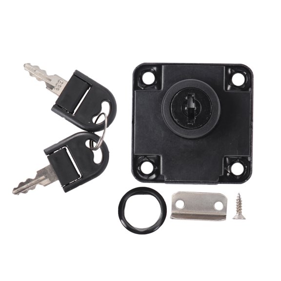 CRAFTHROU Zinc Alloy Drawer Lock in Black for Home Furniture, 2 Keys Included