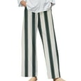 thumbnail image 2 of Bovemsi 2025 Women's Cotton Linen Striped Casual Pants – Elastic Waist Loose Fit Summer Trousers, White, XL, 2 of 5