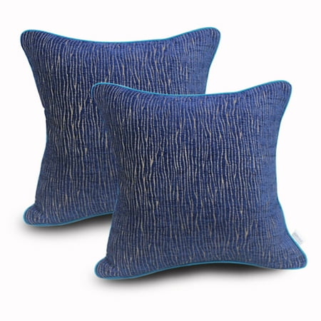 Cushion Cover Set Pillow Covers, Tayyakoushi Accent Home Sofa Decorative Square Couch Throw Toss Pillow Cases Cushion Cover 16x16'', Set of 2 Navy Blue ()