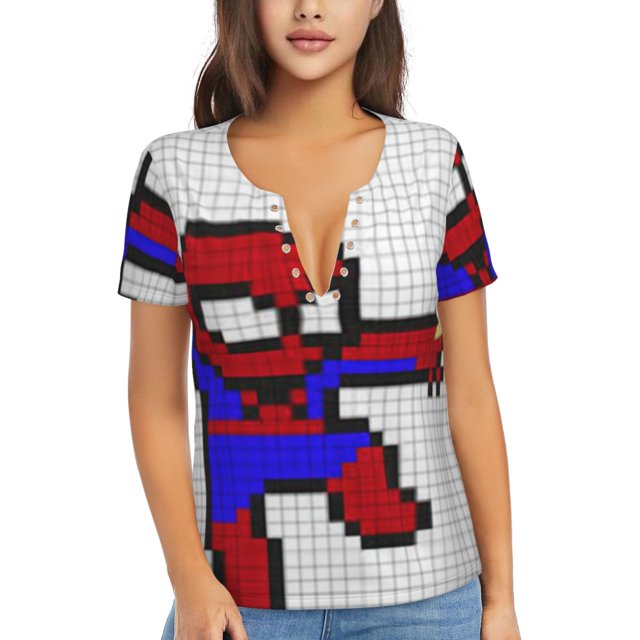 Spider-Man Women's Sexy Deep V-Neck Short Sleeve T-Shirt