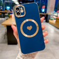 thumbnail image 5 of for iPhone 11 Case Compatible with MagSafe, Luxury Love Heart Soft Phone Case, Full Camera Lens Protection Magnetic Case for iPhone 11 for Women Girls (6.1") - Blue, 5 of 10