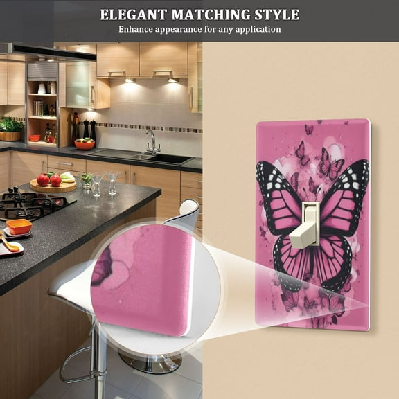 New Flame-Retardant Switch Plate Cover，DIY Wall Plate Decor with Screws，A Butterfly