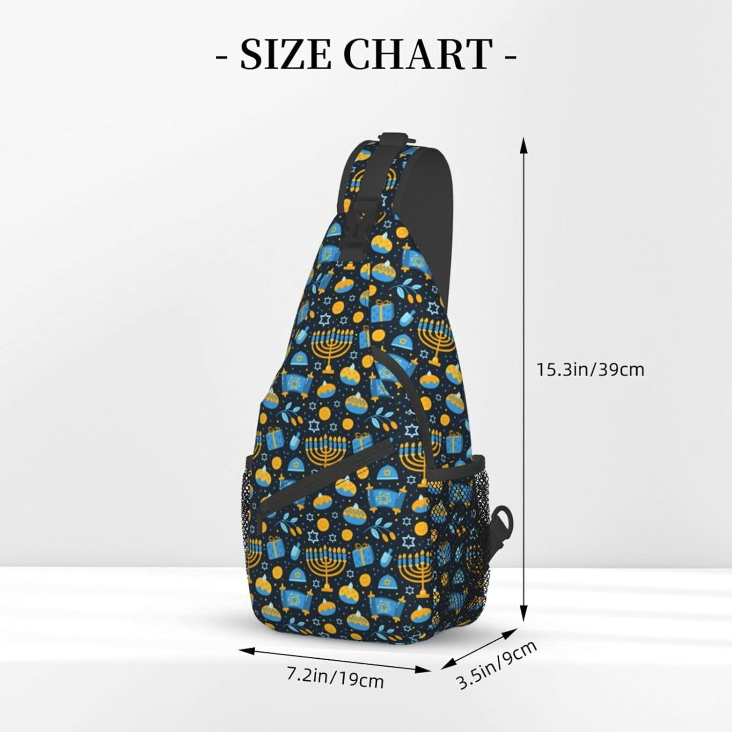 Happy Hanukkah Jewish Chanukah Holiday Sling Bag Crossbody Hiking Travel Chest Bags Backpack Shoulder Daypack for Women Men