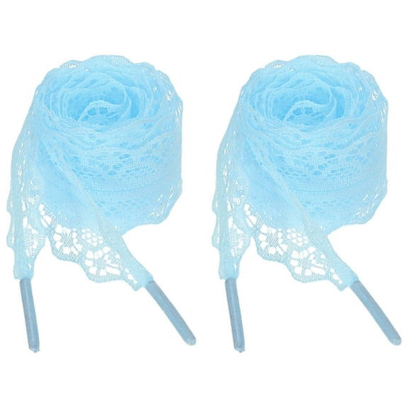 2 Pairs Flat Laces Shoelaces, 2.2CM Wide 120CM Length Lacy Shoe Laces, Blue