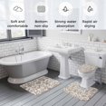 thumbnail image 5 of Farmhouse Brown Bath Mat 3 Piece Bathroom Rug Set, Vintage Flower Leaf Botanical Plant Non Slip Bath Rug Contour Mat and Toilet Lid Cover, Absorbent Shower Mats Soft Bath Rugs and Mats Sets, 5 of 8