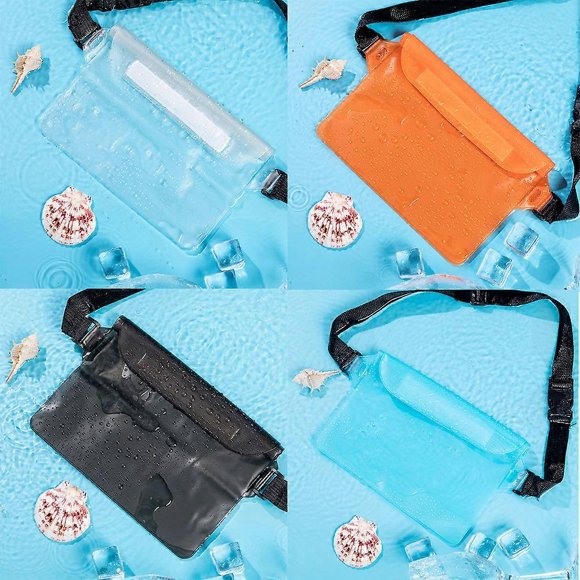 4 pack Waterproof Pouch Bag, Ultra Clear Waterproof Pouch Long Adjustable Waist Strap