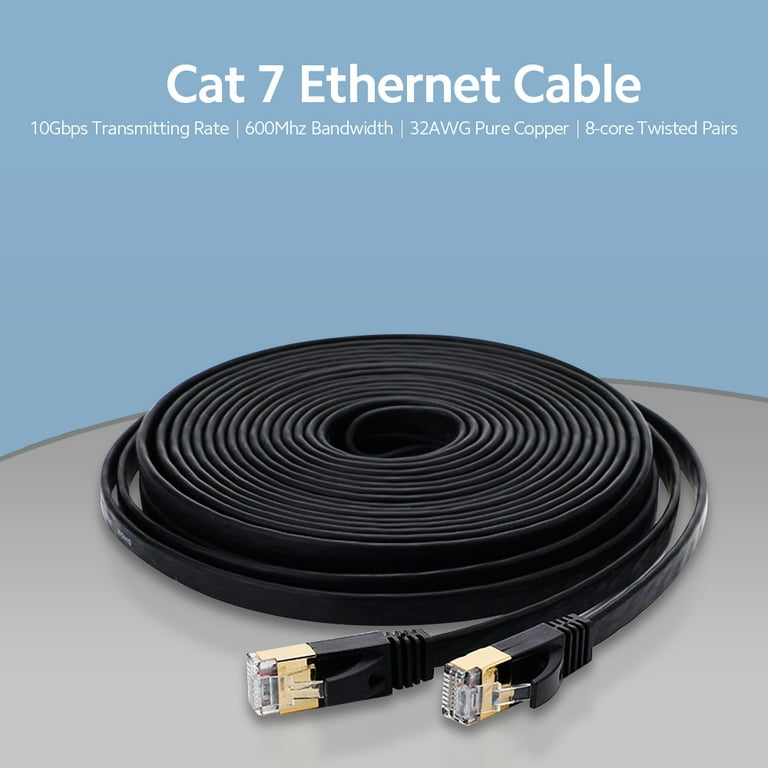 SatelliteSale RJ45 Cat-7 Network Ethernet SSTP Internet Cable 600 MHz 10  Gbps Universal Wire Black Cord