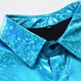 thumbnail image 4 of ZCFZJW Men's Dress Shirt Button Down Casual Sparkly Printed Long Sleeve Shirt Prom Wedding Regular Fit Button Up Shirt Blue XXXL, 4 of 9