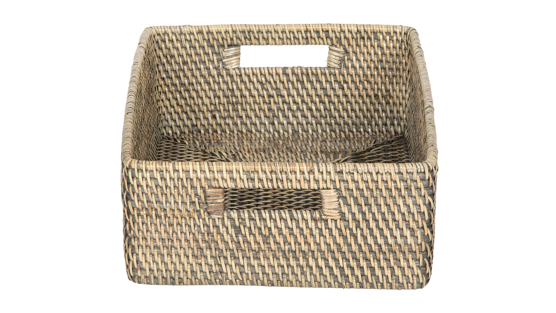 Kouboo Loma Rattan Shelf & Organizing Basket, Handwoven-Inspired Storage in Antique Black