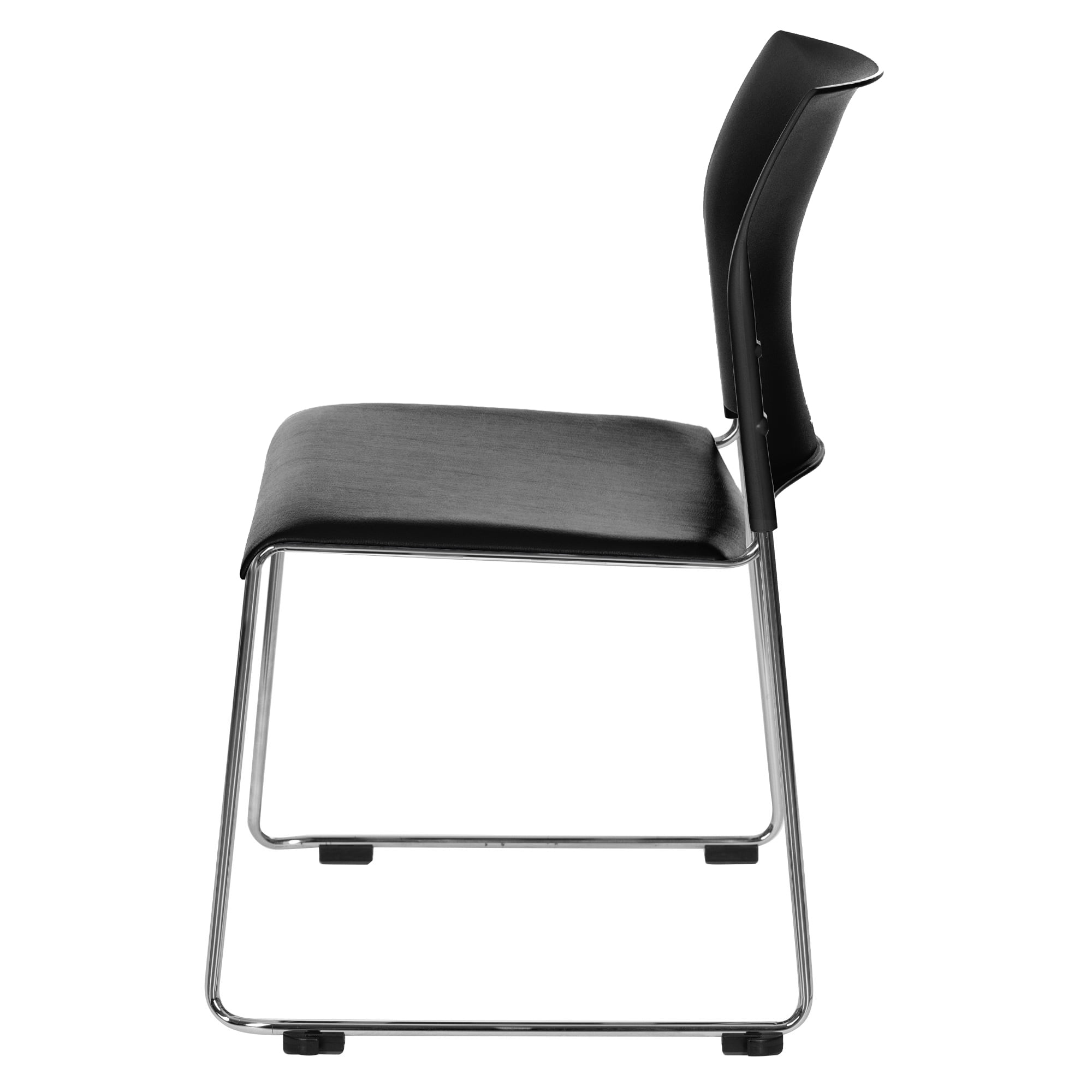 Hampden Furnishings Jody Collection Vinyl Padded Stack Chair, Black, Pack of 4
