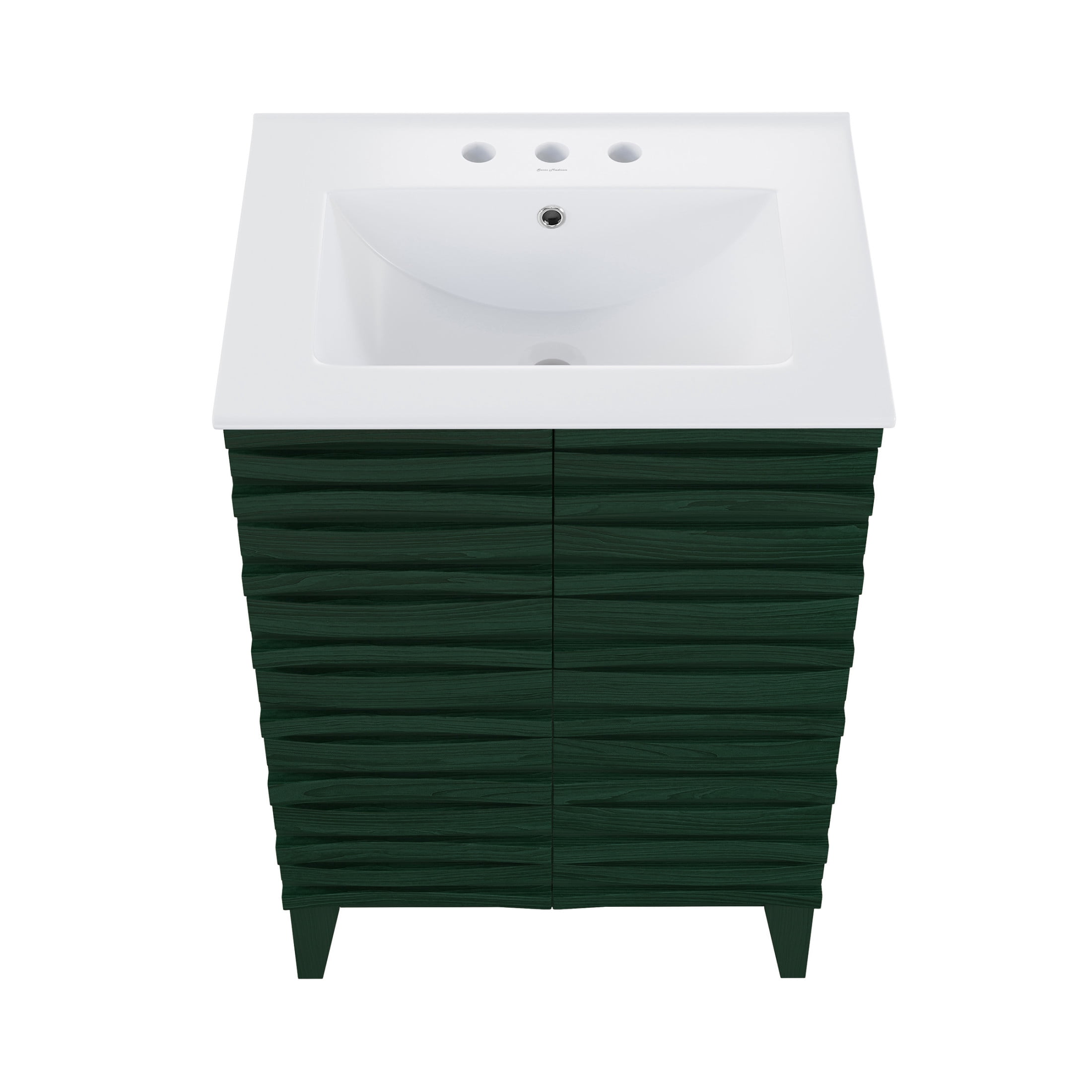 Cascade 24" Freestanding Bathroom Vanity in Green Oak with 3-Hole Widespread Sink Top