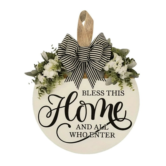 Mozhitti Welcome Sign for Front Door, Rustic Round Wood Wreaths Wall Hanging Outdoor Decor, Porch Fence Decorations Hanging Gift for Home Outdoor for Spring Summer Fall All Seasons Holiday Christmas