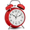 thumbnail image 1 of Red Analog Alarm Clock Extra Loud Twin Bells Retro White Silent Non-ticking Quartz Battery Operated, 1 of 4