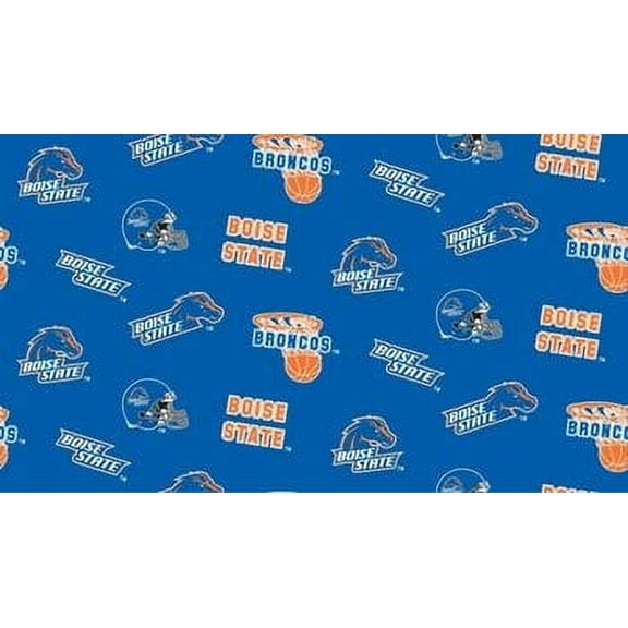 Boise State University Fine Cotton Classic School Colored Ground Allover Design-Sold by the Yard