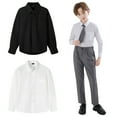 thumbnail image 6 of HAOYUNL Boys Collared Dress Shirt with Matching Tie for Kids Toddler Teen Dress Shirt Casual Long Sleeve Button down Solid Shirt Formal Uniform for 3-16Year, 6 of 9