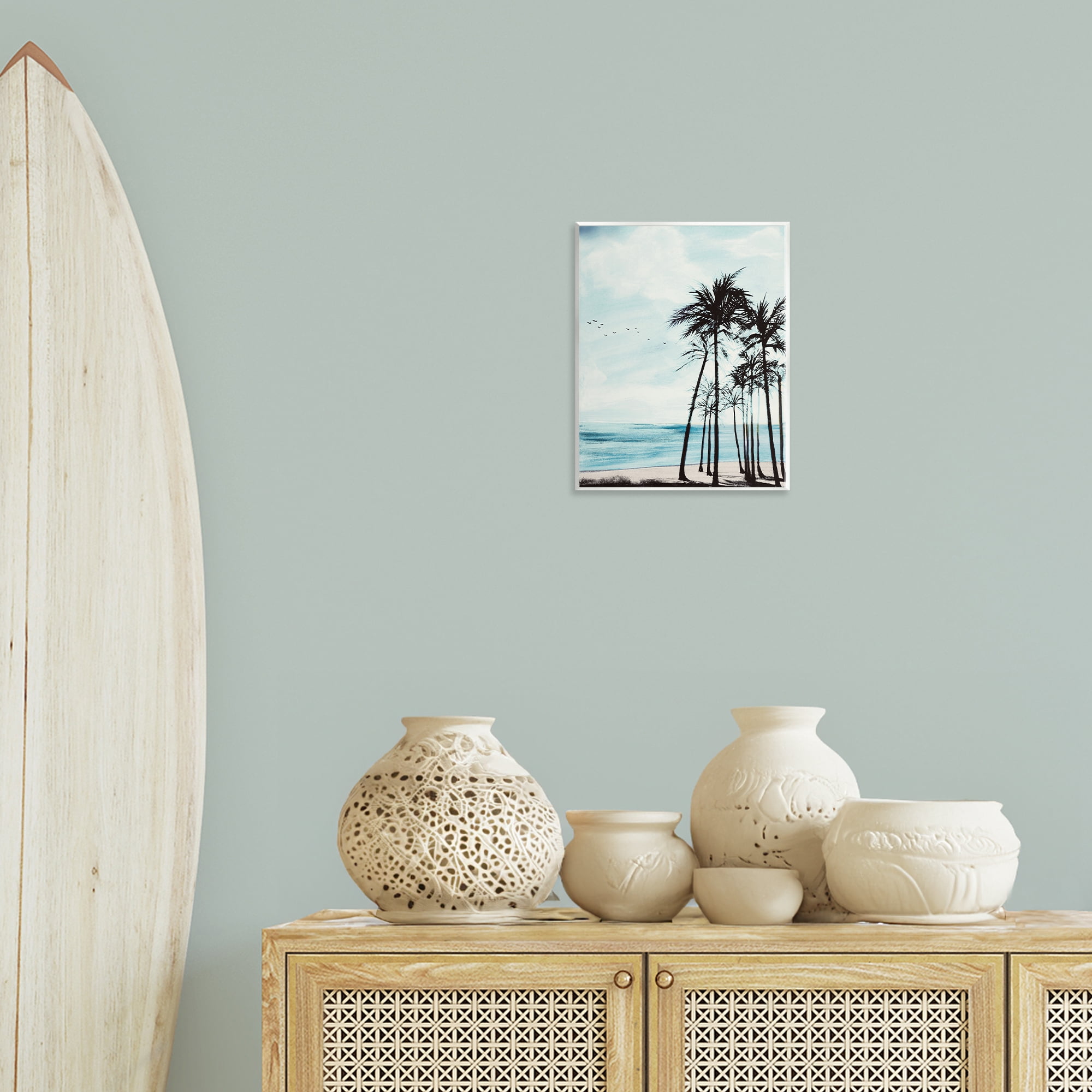 Stupell Industries Summer Beach Silhouette Coastal Painting Unframed Art Print Wall Art, 11 x 14