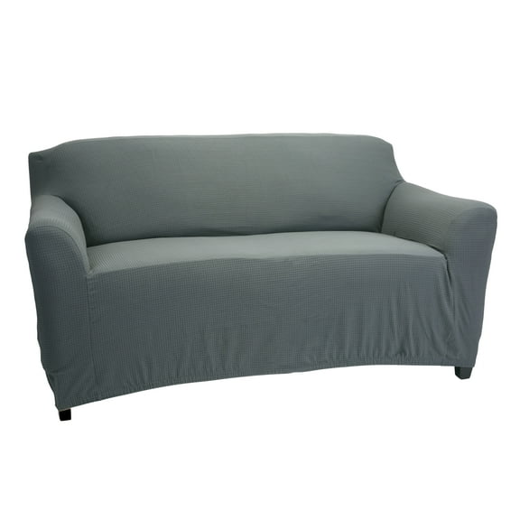 Home Details Waffle Design Love Seat Furniture Slipcover in Gray