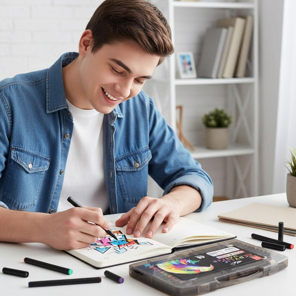 24/48 Colours Acrylic Paint Pens, Soft Brush Tip Acrylic Markers, Premium Art Pens