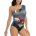 thumbnail image 3 of Cauagu Pond Cute Axolotl Print Women's Sexy One Piece Swimsuits One Shoulder Ruffle Tummy Control Bathing Suit Slimming Swimwear-X-Large, 3 of 6