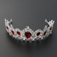 thumbnail image 5 of Tiara de cristal real, corona nupcial, tocado, accesorios para el cabello de novia (base plateada, rojo), 5 of 7