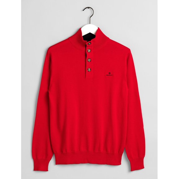 Gant Men's Sporty Cotton Mock Neck Sweater (81311), Medium, Fire Red Melange