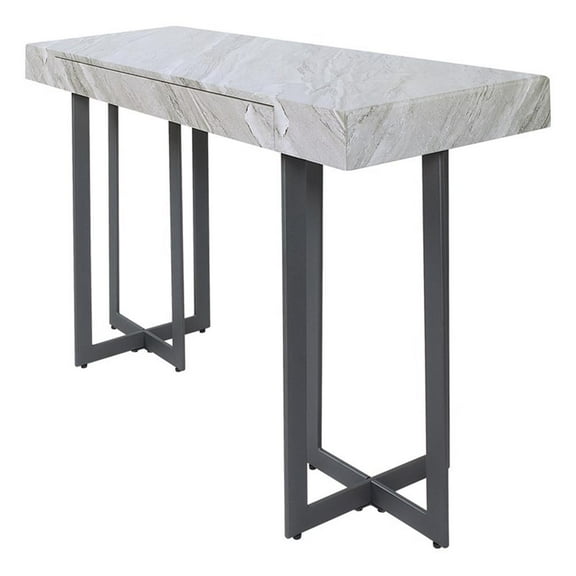 Furniture of America Vasket Contemporary Metal 1-Drawer Sofa Table in Gray