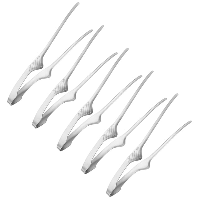Uxcell 5 Pcs Pinzas para BBQ Coreano y Japonés 9.5 Pulgadas Pinzas de Barbacoa de Acero Inoxidable Autostable para Parrilla/Ensalada/Camping