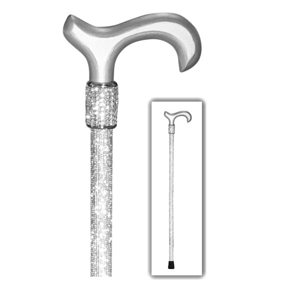 Bastón ligero OrthoGlam "Silver Screen" con cristales de imitación brillantes - Bastón de madera con cristales de imitación brillantes para ayudar a mantener el equilibrio