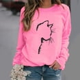 thumbnail image 2 of IROINNID Women's Long Sleeve Pullover Sweatshirt Round Neck Mid-Length Print Casual Autumn And Winter Cat Sweater, Pink, 2 of 4