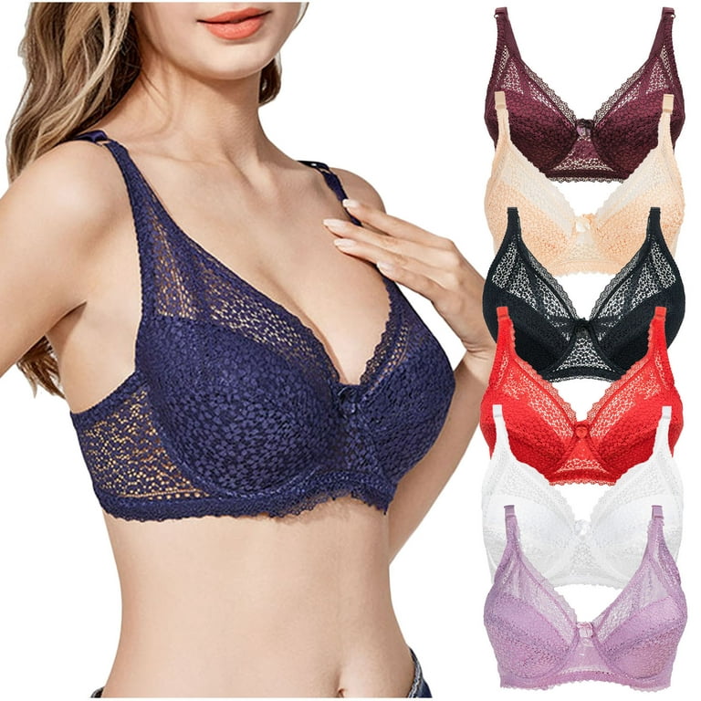 Lace Bras for Women Underwire Push Up Full Coverage Bra Plus Size Brassiere  Sexy See Through Hollow Out Everyday Bra 