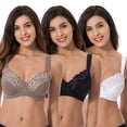 thumbnail image 7 of Curve Muse Plus Size Minimizer Underwire Unlined Bras with Embroidery Lace-3Pack-WHITE,Black,BUTTERMILK-36DD, 7 of 7