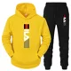 thumbnail image 3 of Chándal con capucha y pantalones de chándal para hombre, conjunto de 2 piezas, traje deportivo informal, ropa deportiva para correr, conjuntos de ropa de calle de lana para hombre, 2 piezas, 3 of 5